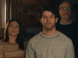 Nick Jonas, Brittany Snow, and Matt Walsh in 'The Good Half'