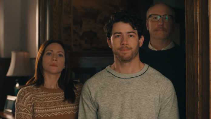 Nick Jonas, Brittany Snow, and Matt Walsh in 'The Good Half'