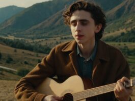 Timothée Chalamet as Bob Dylan in A COMPLETE UNKNOWN